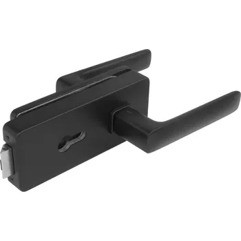 Dveřní kování MPK - UNIQUE R8 - ZÁMEK na sklo s klikou STELLA - PZ kování na sklo PZ otvor BS - Černá matná