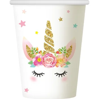 Party nádobí Godan Floral jednorožec party kelímky 266 ml 6 ks