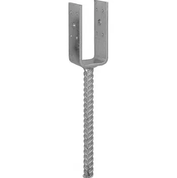 Tesařské kování Kotevní patka sloupku do betonu 51x310x100x4 mm typ U lehká (galvanický zinek bílý)