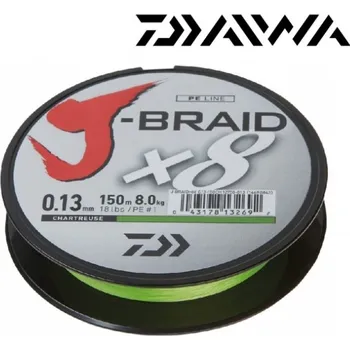 Pletená Šňůra Daiwa J-Braid 8 Chartreuse 300m 0,10mm/6kg