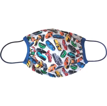 rouška Iris Rouška dětská (3/4), dvojitá s kapsou vzor Auta