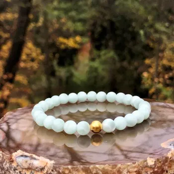 Náramek Živé kameny larimar - ZLATÁ PERLA LARIMARU (stříbro Ag925 potažené 24k zlatem Au999)