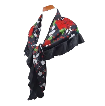 Happy Dance,Šátek E3912, černá, vzor kytky UNI