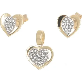 Souprava šperků Zlatá souprava náušnic a přívěšku srdce ZLSS30F + DÁREK ZDARMA