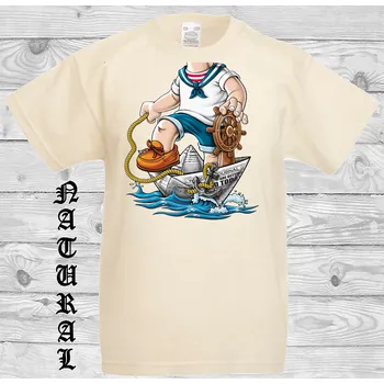 Chlapecké tričko detske-levne-bavlnene-tricko-potisk-namornik Barva: Natural - přírodní, velikost: 104