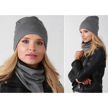 Čepice Fashionweek Dámská zimní souprava čepice a šála zimní set čepice a šála,pletený tunel na fleece ZIZI-B3 Barva: šedý, Velikost: Universal