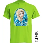 detske-levne-bavlnene-tricko-potisk-ledove-kralovstvi Barva: Lime - limetková, velikost: 104