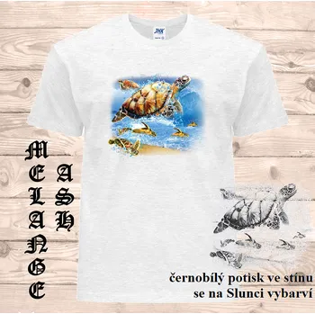 Dívčí tričko detske-tricko_uv_potisk_zelvy Barva: Heather grey - vřesově šedá, velikost: 104