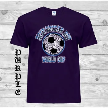 Chlapecké tričko detske-levne-bavlnene-tricko-potisk-napis-fotbal-nejlepsi Barva: Purple - purpurová, velikost: 128