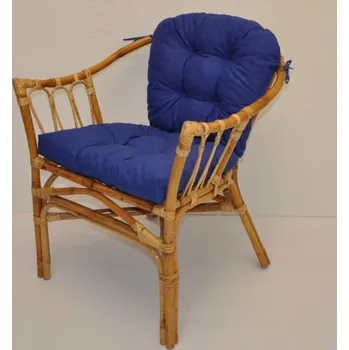 Axin Trading s.r.o. Ratanové křeslo Subaliu - polstr tmavě modrý melír