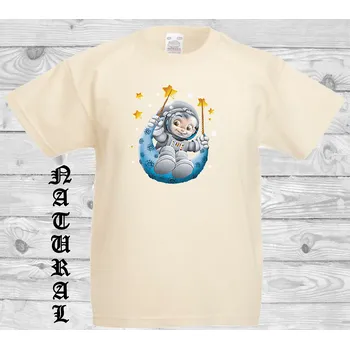 Chlapecké tričko detske-levne-bavlnene-tricko-potisk-kosmonaut Barva: Natural - přírodní, velikost: 104
