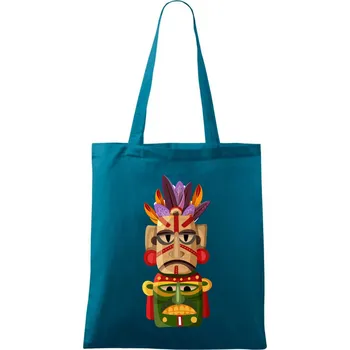Mayové maska s peřím - Taška bavlněná - 42 x 38 cm ( Petrolejová )