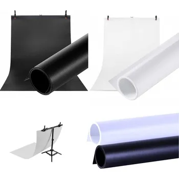 Sestava studiového vybavení 2x Fotografické pozadí PVC 100 x 200 cm, bílé a černé