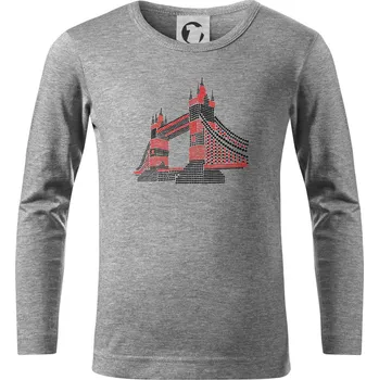 Chlapecké tričko Tower bridge symboly - Triko dětské Long Sleeve - 122 cm/6 let ( Tmavě šedý melír )