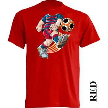 Chlapecké tričko detske-levne-bavlnene-tricko-potisk-fotbalista-fc-barcelona Barva: Red - červená, velikost: 128