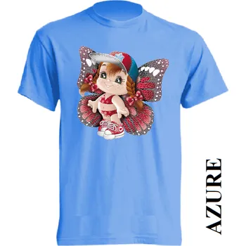 detske-levne-bavlnene-tricko-potisk-motylek Barva: Azure - azurově modrá, velikost: 152