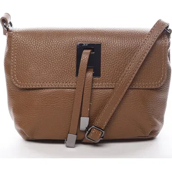 Kabelka Dámská kožená crossbody kabelka světle hnědá - ItalY Porta hnědá