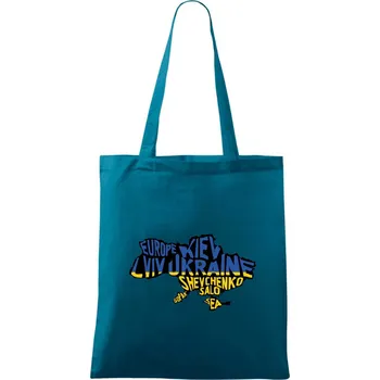 Ukrajina - jména měst - Evropa - Taška bavlněná - 42 x 38 cm ( Petrolejová )