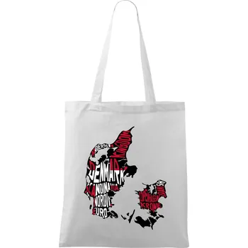 Mapy - názvy měst - Dánsko - Taška bavlněná - 42 x 38 cm ( Bílá )