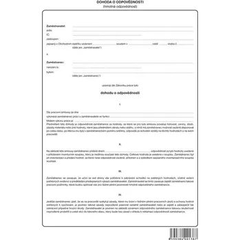 Tiskopis Optys 1138 dohoda o hmotné zodpovědnosti A4