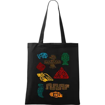 Nákupní taška Mayové - ikony příšery - Taška bavlněná - 42 x 38 cm ( Černá )