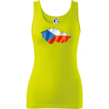 Dámské tričko Česká vlajka v obrysu republiky - Dámské tílko - S ( Limetková )