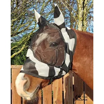 Koňská maska proti hmyzu Maska Bucas -BUZZ OFF DELUXE ZEBRA- - Zebra - XL/X-full