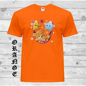 detske-levne-bavlnene-tricko-potisk-medvidek-hvězdy Barva: Orange - oranžová, velikost: 116