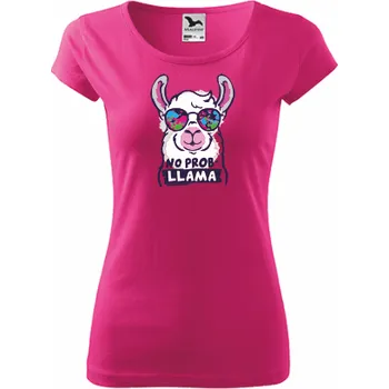 Dámské tričko ON-DESIGN Dámské tričko NO PROB-LLAMA Velikost: 2XL, Barva: purpurová