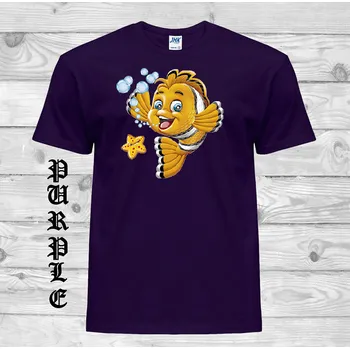 Dívčí tričko detske-levne-bavlnene-tricko-potisk-zlata-rybka Barva: Purple - purpurová, velikost: 164