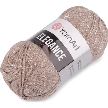 Příze Pletací příze Elegance lurex 50 g, barva 11 (121) béžová velbloudí stříbrná