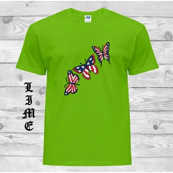 detske-levne-bavlnene-tricko-potisk-usa-motyl Barva: Lime - limetková, velikost: 152