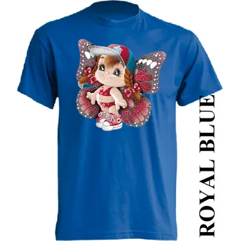 Dívčí tričko detske-levne-bavlnene-tricko-potisk-motylek Barva: Royal blue - královsky modrá, velikost: 152