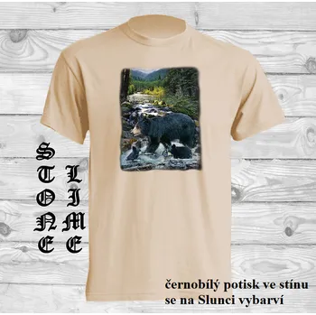 Pánské tričko panske-bavlnene_tricko_uv_potisk_cerni_medvedi Barva: Lime stone - krémová, velikost: L
