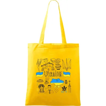 Nákupní taška Ukrajina folklor - kreslené obrázky - Taška bavlněná - 42 x 38 cm ( Žlutá )