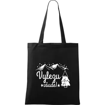 Nákupní taška Vylezu všude - hory - Taška bavlněná - 42 x 38 cm ( Černá )
