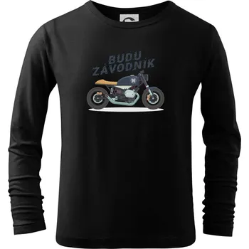 Chlapecké tričko Budu závodník modrý cafe racer - Triko dětské Long Sleeve - 134 cm/8 let ( Černá )