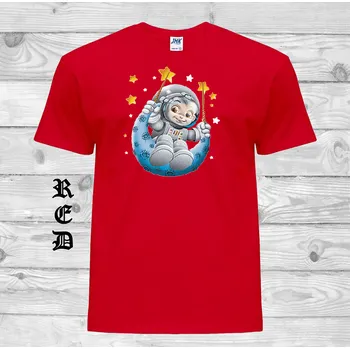Dětská móda detske-levne-bavlnene-tricko-potisk-kosmonaut Barva: Red - červená, velikost: 116