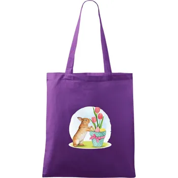Velikonoční zajíček tulipány - Taška bavlněná - 42 x 38 cm ( Fialová )