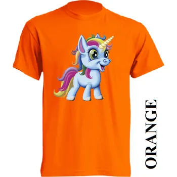 detske-levne-bavlnene-tricko-potisk-jednorozec Barva: Orange - oranžová, velikost: 116