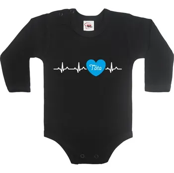 Kojenecký body Bodyčko s potiskem Tep táta, Barva Černá, Velikost 56 / 0-3m, Canvas Dětské body Bezvatriko.cz 0380