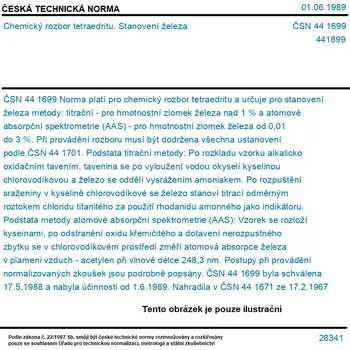 ČSN 44 1699 - Chemický rozbor tetraedritu. Stanovení železa - Tisk