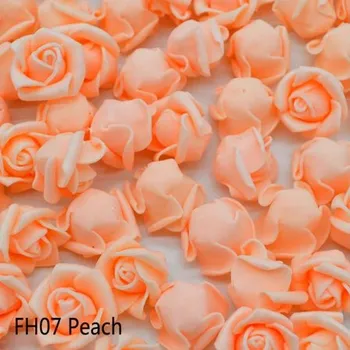 umělá květina 100 ks pěnových mini (2 cm) květů růží Barva: broskvová