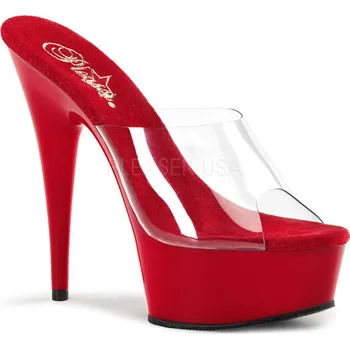 Dámské erotické boty Pleaser Delight-601 Clear/Red Velikost 39