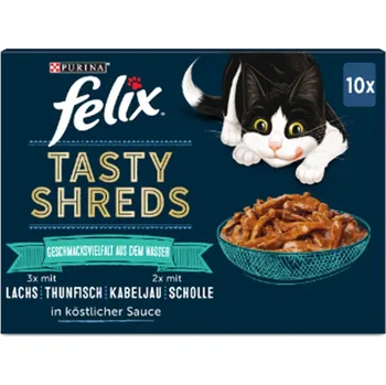 FELIX Tasty Shreds výběr z vody 10 × 80 g