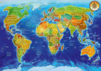 Puzzle Blue Bird Geopolitická mapa světa 1000 dílků