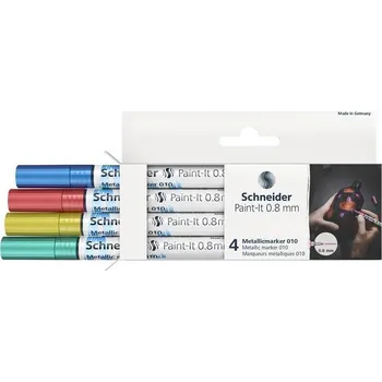 SCHNEIDER Akrylový popisovač Paint-It 010, 4 různé kovové barvy sada, 0,8 mm, SCHNEIDER ML1011502 223809