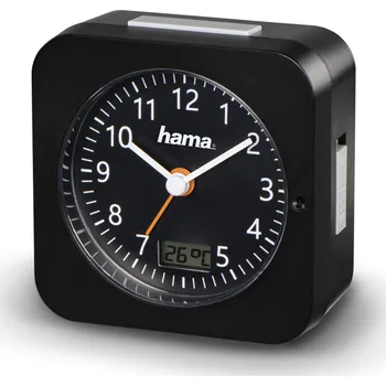 Budík Hama Multi, budík řízený rádiovým signálem, černý