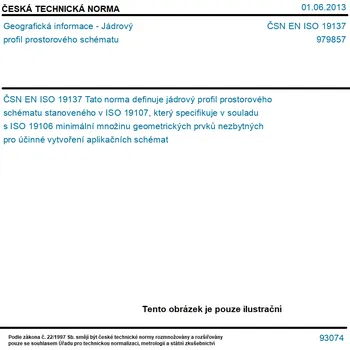 ČSN EN ISO 19137 - Geografická informace - Jádrový profil prostorového schématu - Tisk