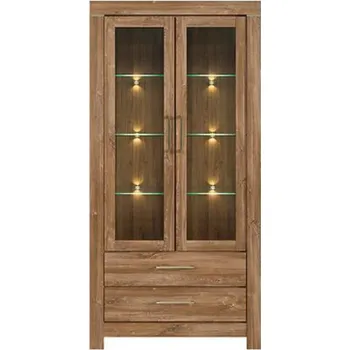 Nábytek GENT vitrína REG2W2S/20/10, dub stirling